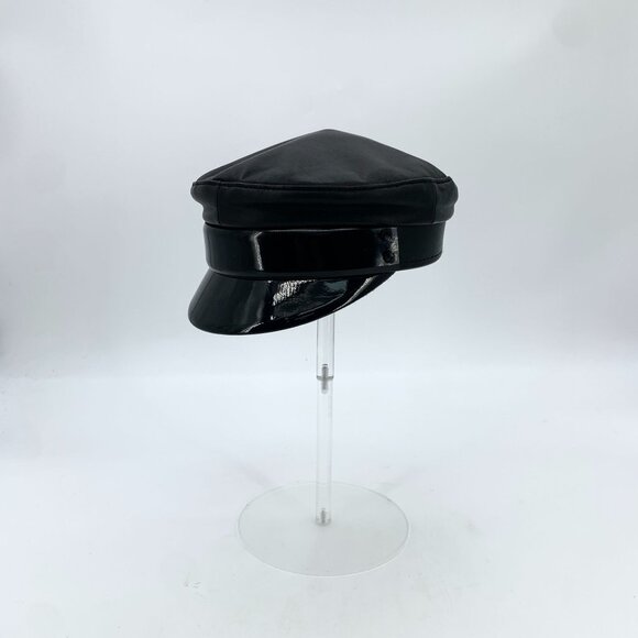 Ruslan Baginskiy Black Leather Navy Cap Beret Style XS 100% Leather Made In Ukra main image 8